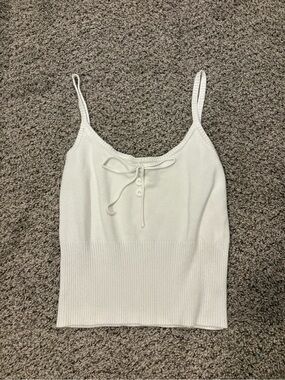 Charlotte Russe White Knit Tie-Front Cami Top